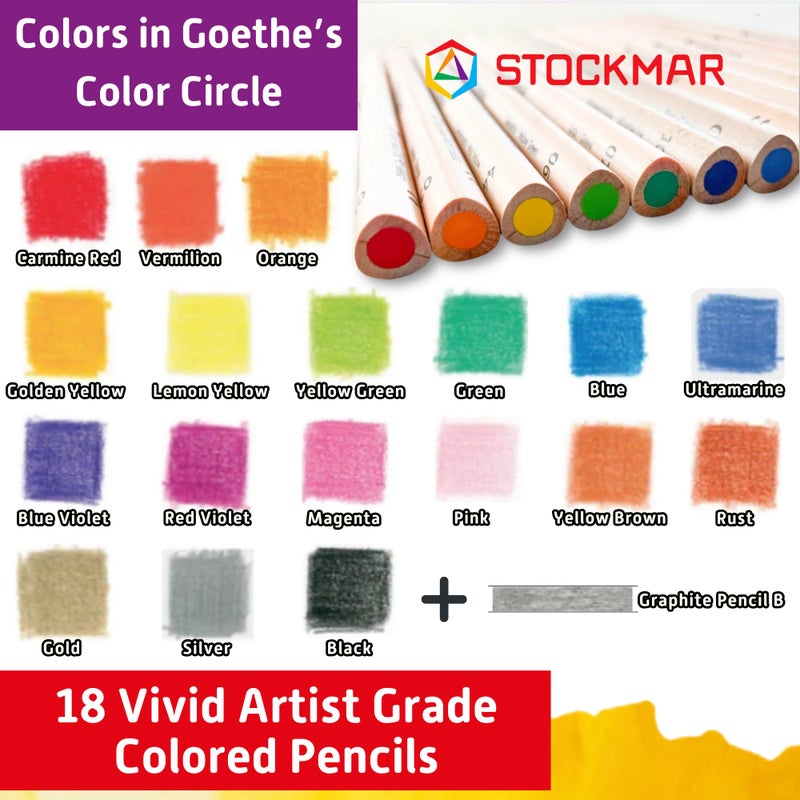 STOCKMAR Triangular Colored Pencils 18 Count + 1 Graphite Pencil In a Tin Case: School Supplies Colored Pencils For Kids At Home Or School, For Professional or Beginner Artists, Waldorf Art Supplies - Image 4